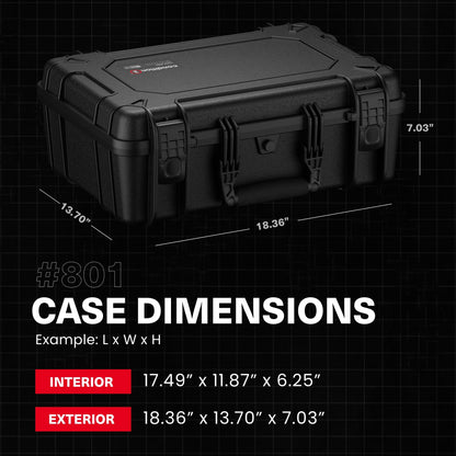 Condition 1 18" Medium Waterproof Hard Case with Foam, Model 801, Portable Protective Storage Box for Travel, Tactical Gear, Made in USA, 18.36"x13.70"x 7.03" Green