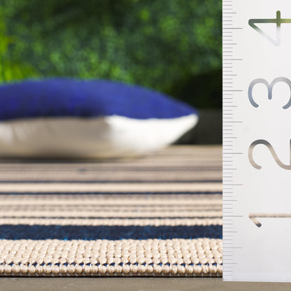 SAFAVIEH Courtyard Collection 8' x 10' Navy/Beige CY6062 Stripe Indoor/ Outside Waterproof Easy cleansingPatio Backyard Mudroom Area Mat