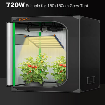 ECOHOM 720W LED Grow Light, Full Spectrum Dimmable Daisy Chain, Pro Bar Style for 5x5ft Grow Tent, Foldable & Hanging Growing Lamp for Indoor Plants Seedlings, Veg and Bloom