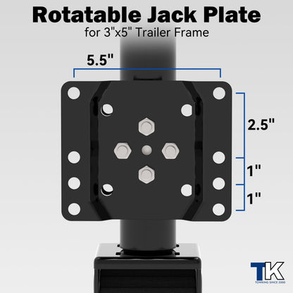 TOWKING 8-inch Wheel Trailer Jack, 13" Vertical Movement, 2000 lbs, for RV, Boat, Trailer and More, Black