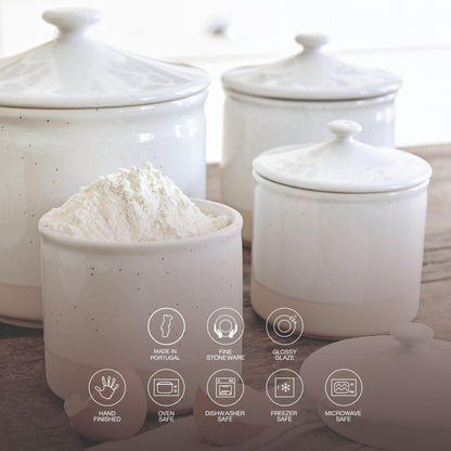 Casafina Ceramic Stoneware 94 oz. Canister - Fattoria Collection, White | Microwave & Dishwasher Safe Dinnerware | Food Safe Glazing | Restaurant Quality Serveware