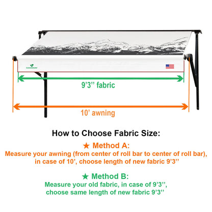 Leaveshade RV Awning Fabric Replacement Camper Trailer Awning Fabric Super Heavy Vinyl Coated Polyester 9'3''(Fit for 10' Awning)-Mountains (Custom Looking)