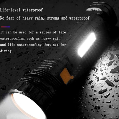 E-SHIDAI Solar/Rechargeable Multi Function 1000 Lumens LED Flashlight, with Emergency Strobe Light and 1200 Mah Battery, Emergency Power Supply and USB Charging Cable, Fast Charging (8PC)