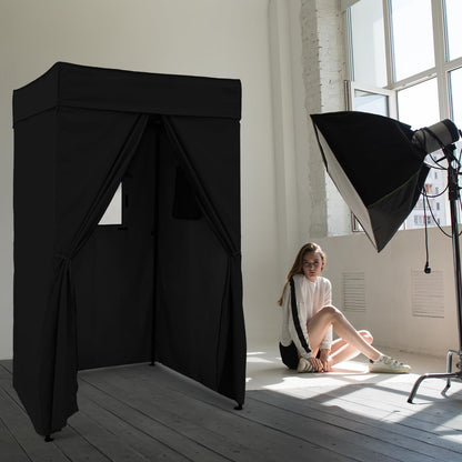 EAGLE PEAK Flex Compact 4x4 Pop-up Canopy Changing Room, Portable Privacy Dressing Room for Indoor Fashion Photoshoots, Camping, or Pool, Black