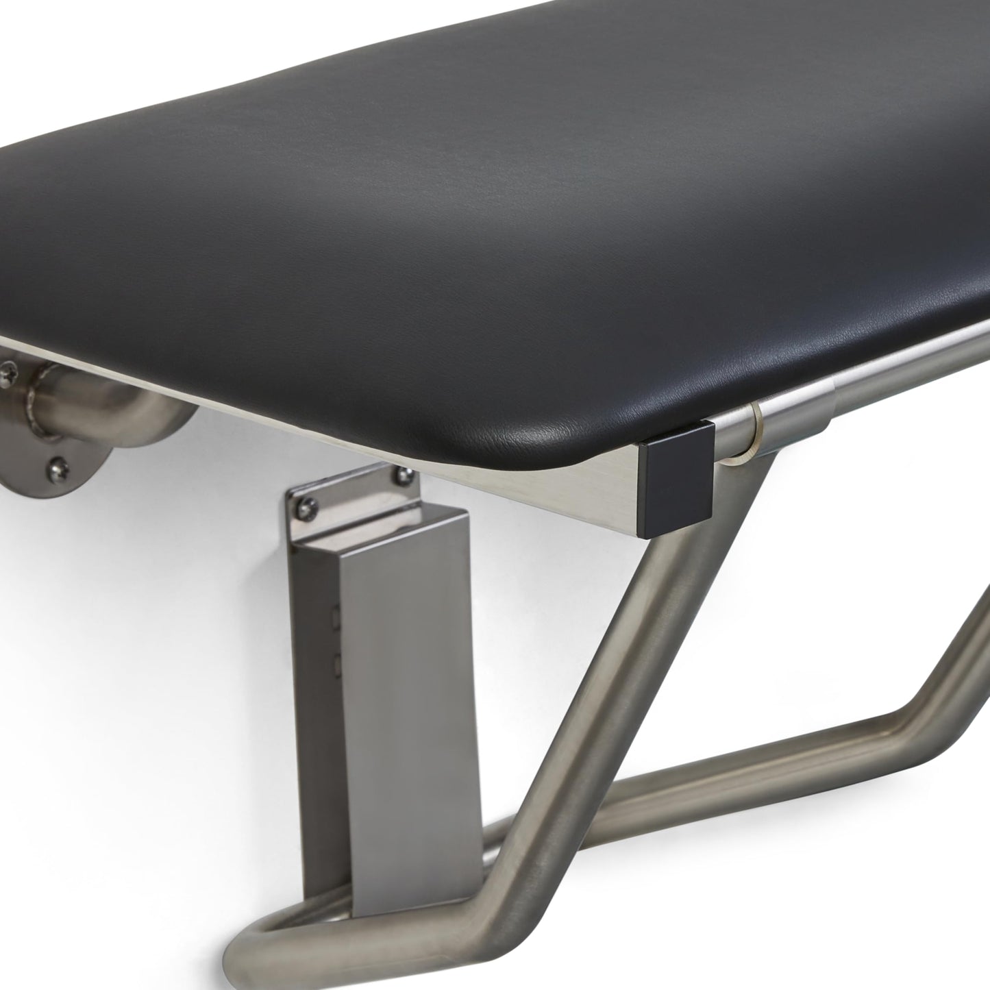 Seachrome 18" x 15" Black Padded Cushion Folding Wall Mount Bench Shower Seat, ADA Compliant