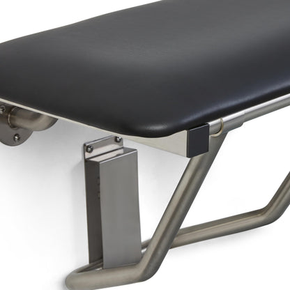 Seachrome 22" x 15" Black Padded Cushion Folding Wall Mount Bench Shower Seat, ADA Compliant