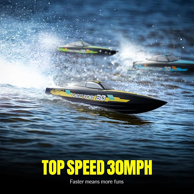 VOLANTEXRC RC Remote Control Boat for Pool2.4Ghz Control RC Boats for Adults Lake Electric Boat with Water Cooling System 2Rechargeable Batteries (Yellow)