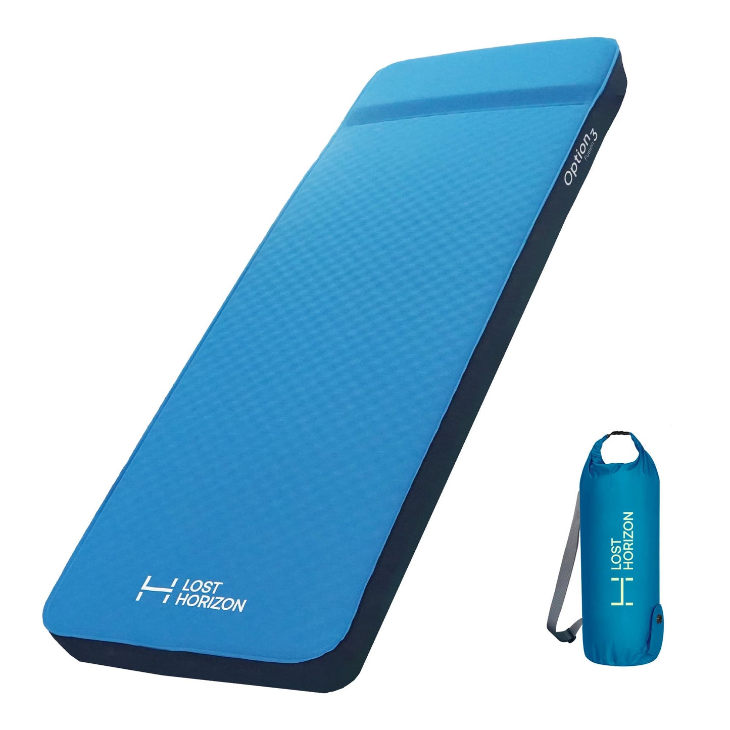 Lost Horizon Air & Foam Camping Mattress, Self-Inflating Sleeping Pad, 3" Thick, with Pump Sack, Single