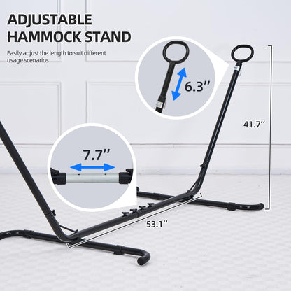 Homgava Universal Double Hammock Stand, Heavy-Duty Hammock Stand for Outside, 440-Pound Capacity, Indoor and Outdoor Portable Hammock Stands for Backyard Camping Beach, Black