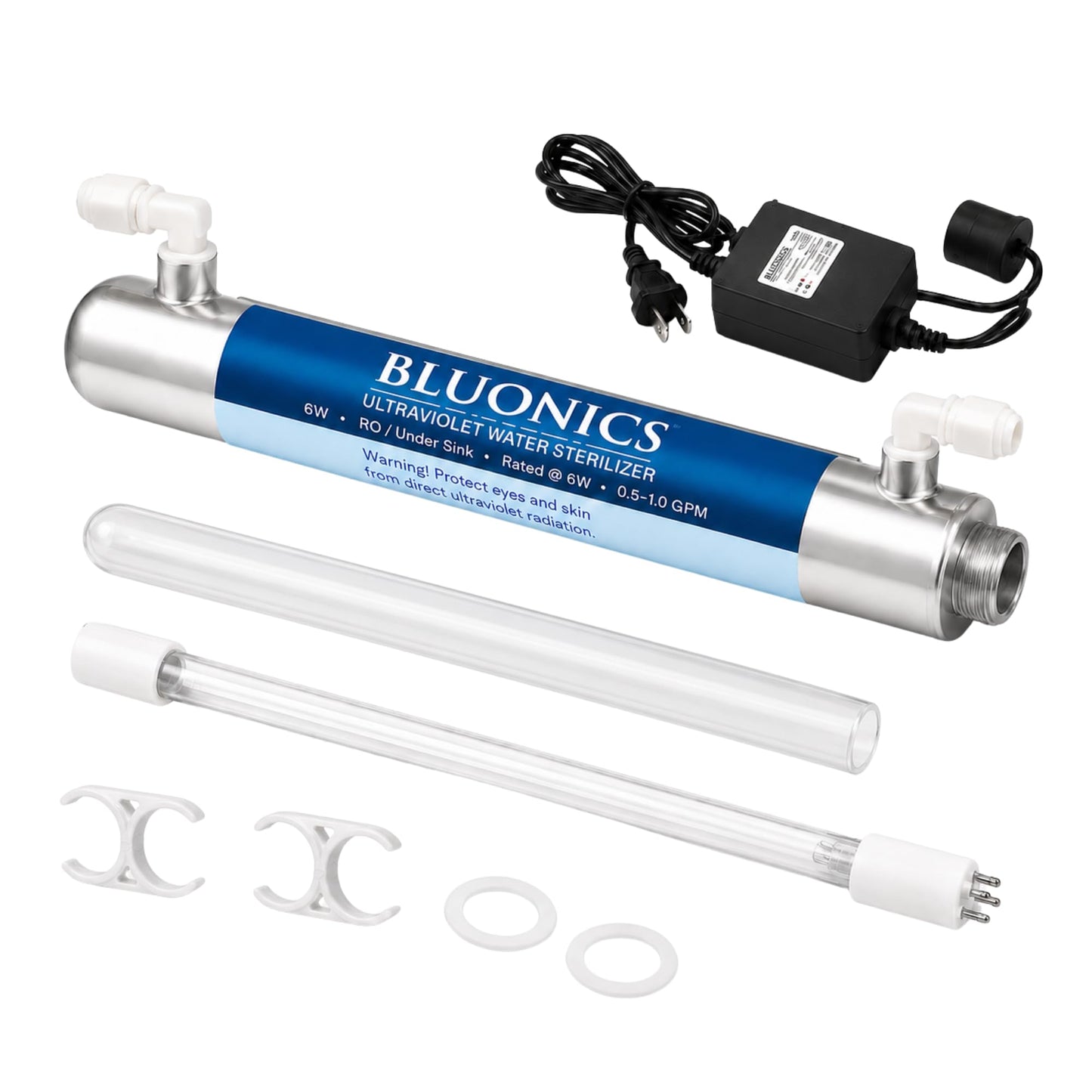 Bluonics Ultraviolet Light Water Purifier UV System for Reverse Osmosis Drinking Water System 0.5 GPM
