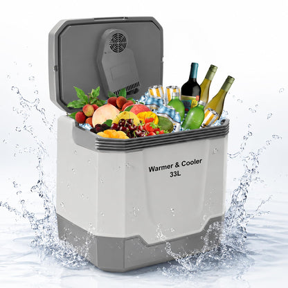 STMHOM 35QT Electric Cooler, Portable Car Refrigerator & Plug-In Cooler with 12V DC & AC Power, Travel Cooler for Camping, Road Trips, Truck Travel & Home Use, car fridge with Locking Handle