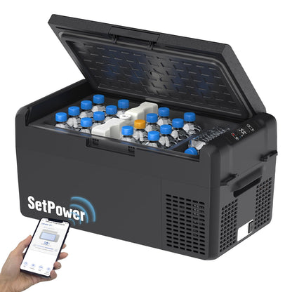 Setpower 12V Refrigerator 21 Quart Portable Freezer 50 Hours Keep Cool,Electric Cooler for Vehicles Car Refrigerator for Car Camping Truck Van RV SUV Road Trip Travel (3-year warranty)