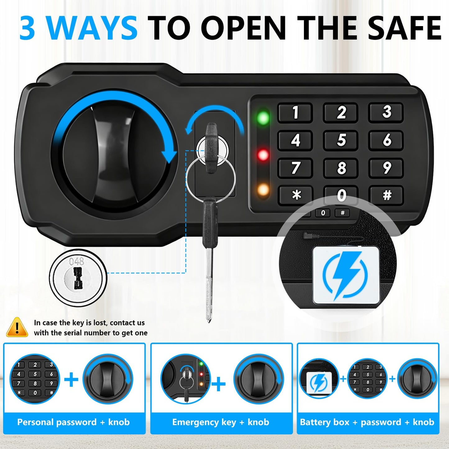 5.2 Cuft Large Home Safes Fire Waterproof, Fireproof Safe Box for Home with Programmable Keypad, Spare Keys and 3 Removable Shelves, Anti-Theft Security Fireproof Document Safe for Money Valuables