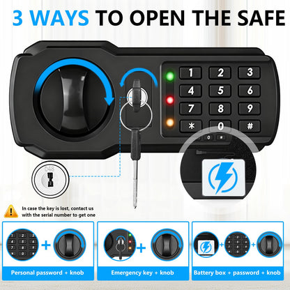 5.2 Cuft Large Home Safes Fire Waterproof, Fireproof Safe Box for Home with Programmable Keypad, Spare Keys and 3 Removable Shelves, Anti-Theft Security Fireproof Document Safe for Money Valuables