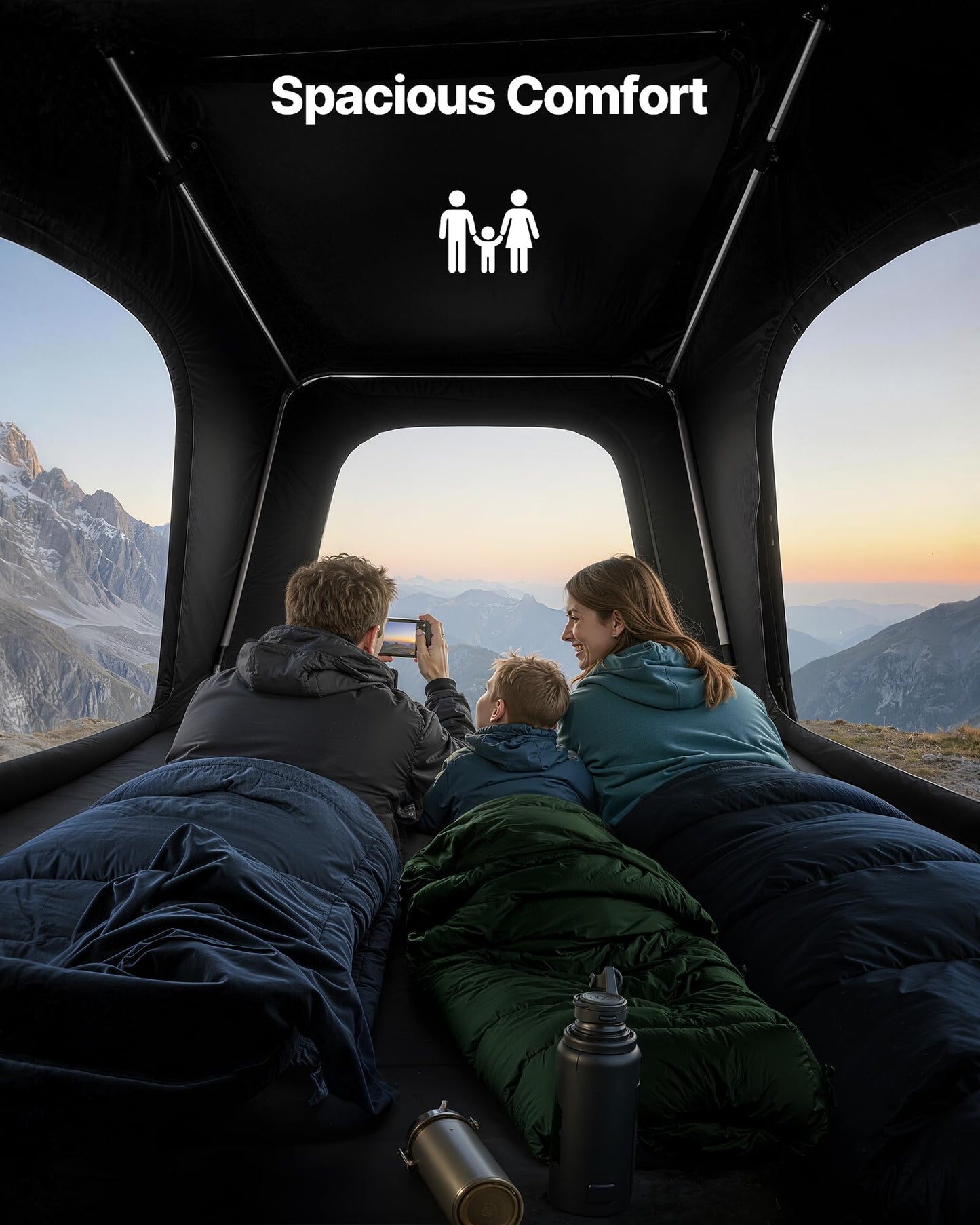 VEVOR Rooftop Tent Hard Shell, 2-3 Person Aluminum Roof Top Tent Hardshell with Tri-Color LED Light, Thick Mattress & 1 Window, Waterproof Windproof Overland Camping Car Roof Rack for Jeep SUV Pickup