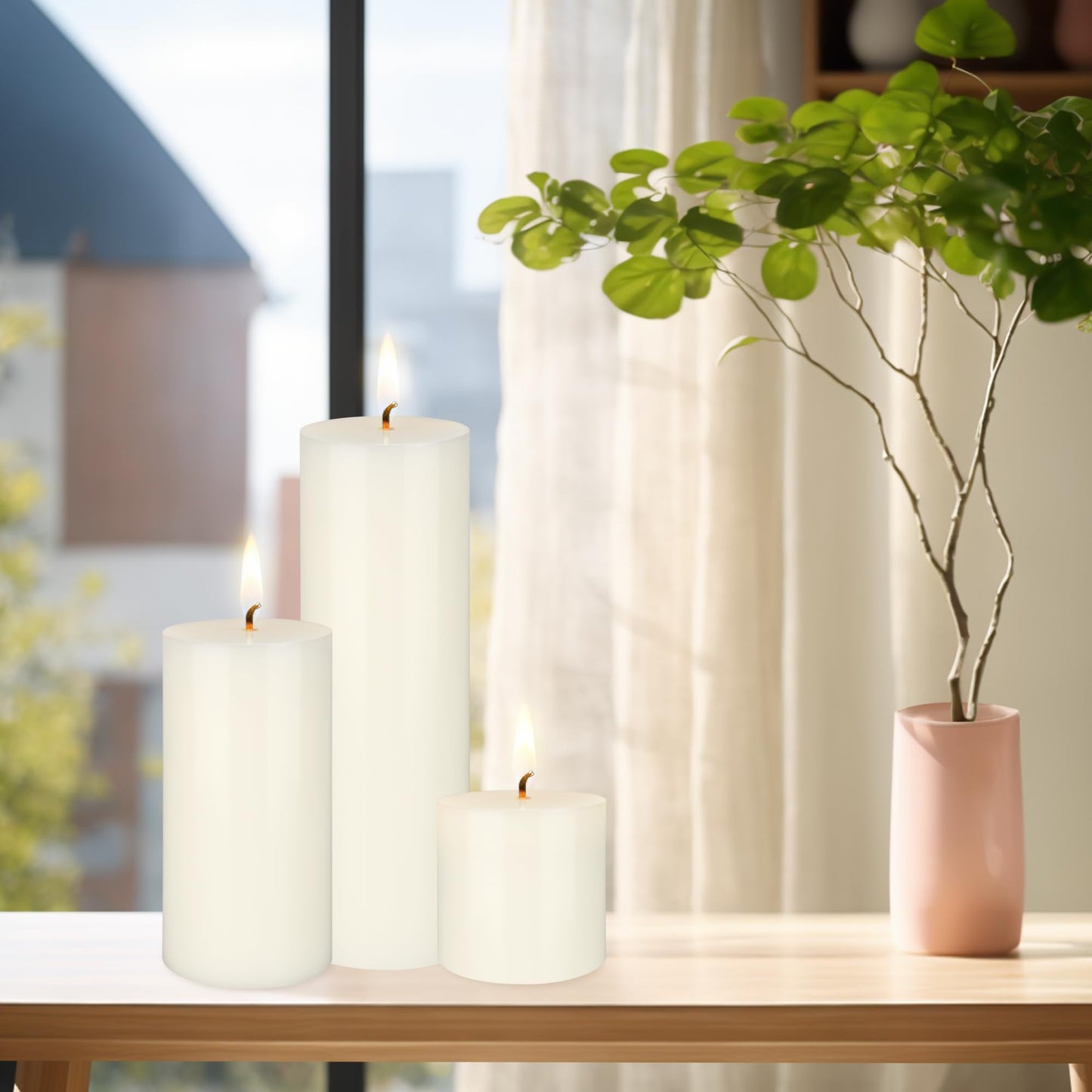 Mega Candles 1 pc Unscented Solid Off White Pillar Candles, Hand Poured Premium Wax Candle 3 Inch x 9 Inch, Home Décor, Spas, Weddings, Occasions, Party, Centerpieces, Holidays, Vigils, Prayers