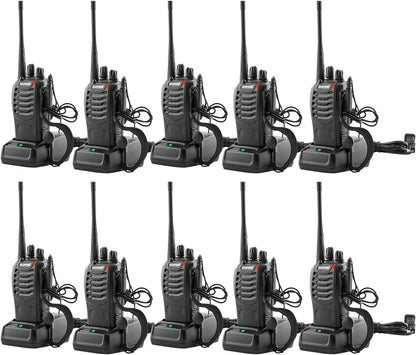 BAOFENG Walkie Talkies Long Range for Adults with Earpieces,16 Channel Walky Talky Rechargeable Handheld Two Way Radios with Flashlight Li-ion Battery and Charger 10 Pack