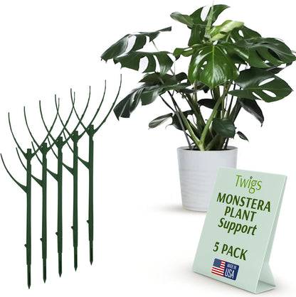 Twigs GA - Stackable Monstera Plant Support Stakes | Climbing Support for Indoor & Outdoor Use - 17" L, 5 Pack
