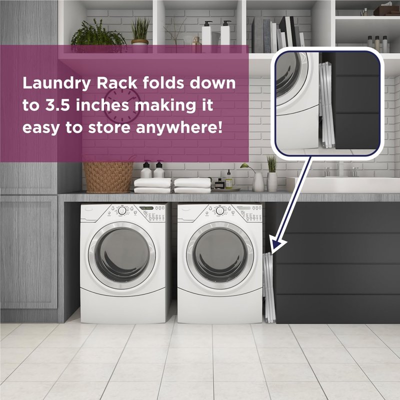 BLACK+DECKER 3 Tier Expandable Collapsing Foldable Laundry Rack for Air Drying Clothing, Space Saving Heavy Duty Lightweight Metal Drying Rack, Grey