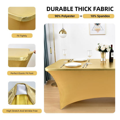 ZarzaaSik 10-Pack 6ft Spandex Table Covers for Rectangle Standard Folding Tables - Wrinkle Resistant Stretch Tablecloths - Ultimate Fitted Table Protector for Parties, Banquet, Wedding