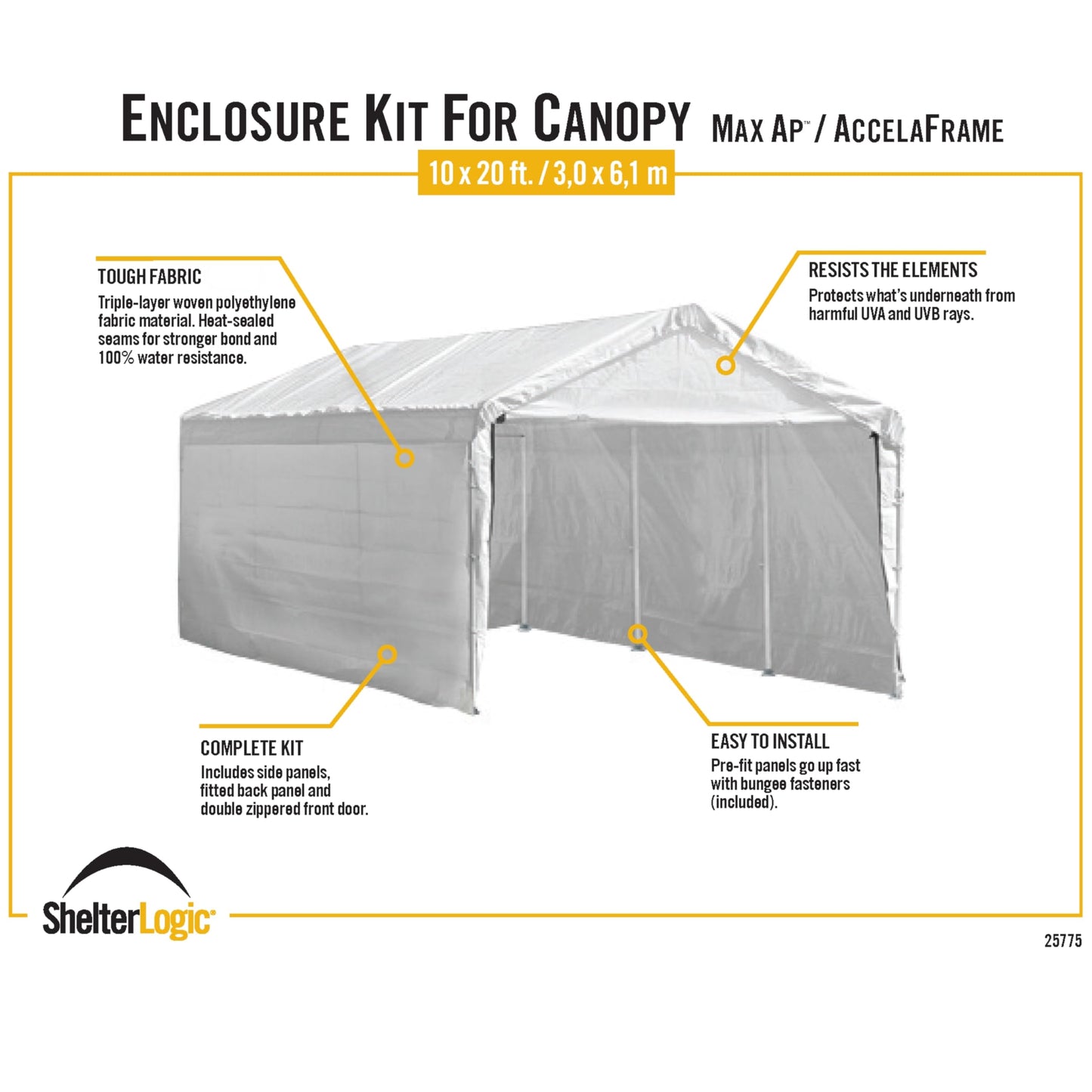 ShelterLogic MaxAP Canopy Enclosure Kit, 10 x 20 ft. (Frame and Canopy Sold Separately)
