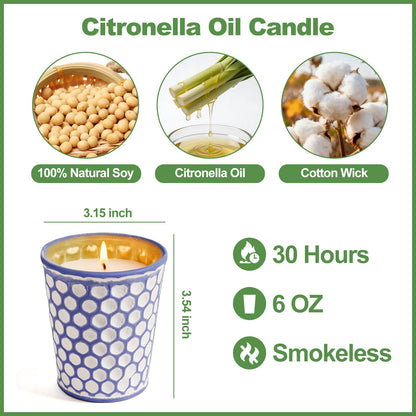 Citronella Candles Outdoor,3 Pack 18OZ Lemongrass Scented Candle for Patio Decor,Natural Soy Wax Citronella Candle for Home Garden,Balcony,Family Gathering,Backyard & Camping