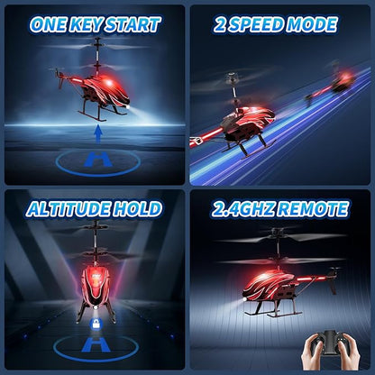 Dwi Dowellin RC Helicopter Remote Control Helicopter Toy for Kids with 26 Mins Flight(2 Batteries)8 Light ModesEasy Control for Boys Girls Age 8-12(Red)