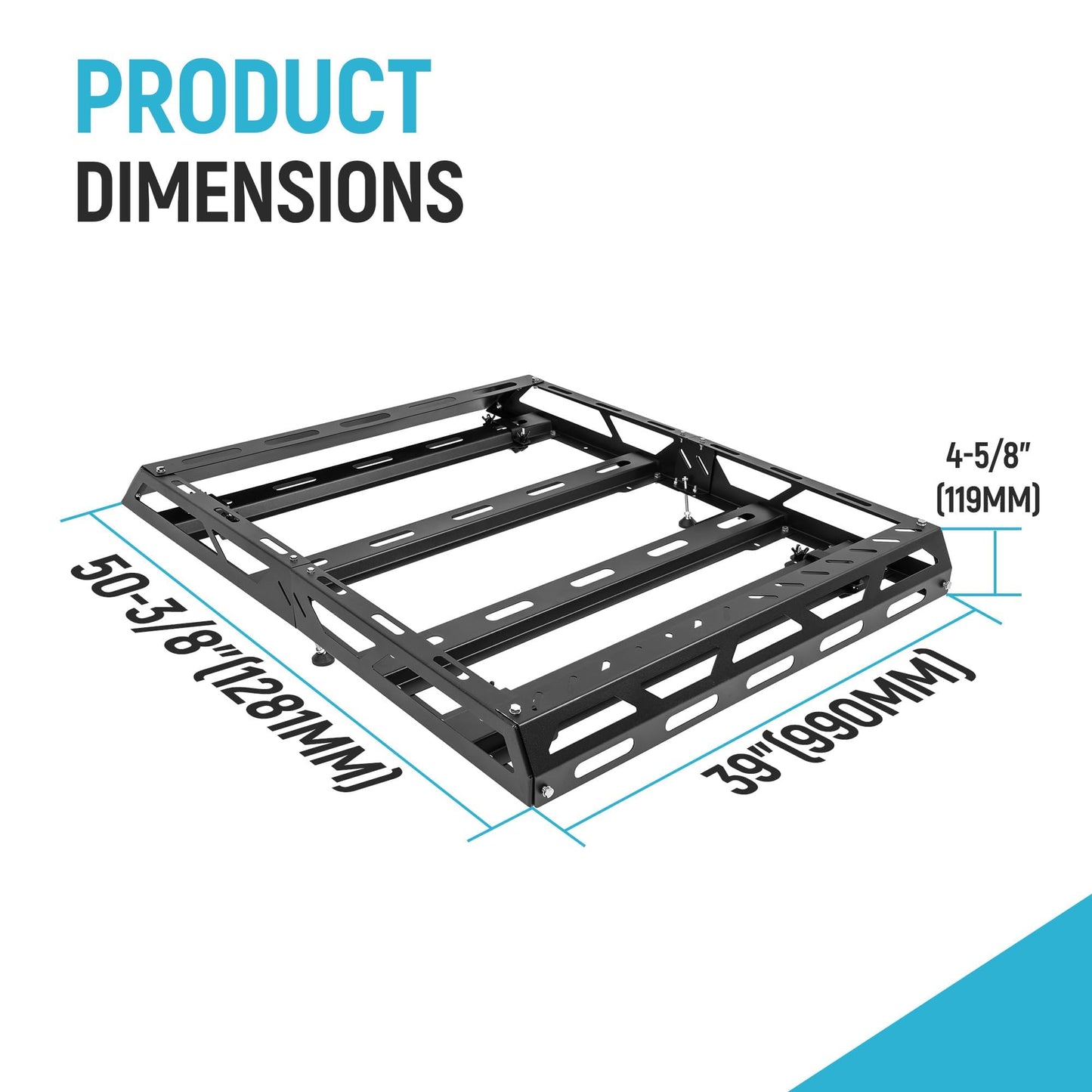 ECOTRIC 50" x 39" x 4.75" Roof Rack Cargo Basket W/Cross Bars Fit for Car SUV Pickup Truck Van Universal Top Cargo Carrier Metal Luggage Storage Holder Basket Rack for Travel 150Lbs Steel Black