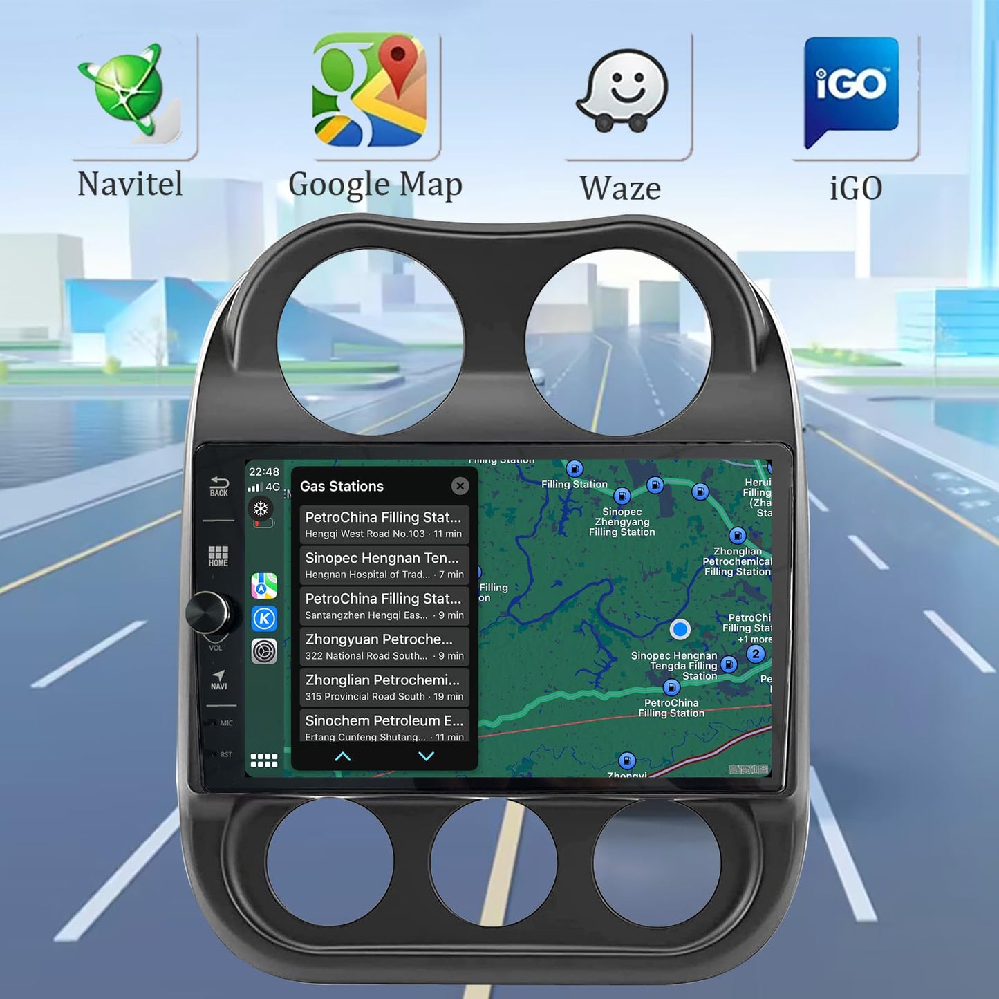 for Jeep Compass Patriot 2010-2016 Android 14.0 Radio Stereo with Control knob Head Unit 10.1-Inch HD Touch Screen with Android Auto CarPlay 5G WiFi GPS Navigation Bluetooth DSP Backup AHD Camera