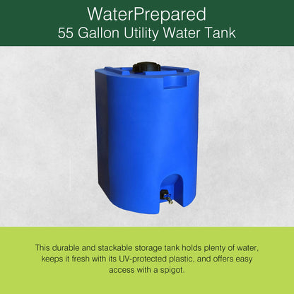 WaterPrepared 3 Pack Water Tank, Rain Barrel Storage, Stackable Drum, 55 Gallon