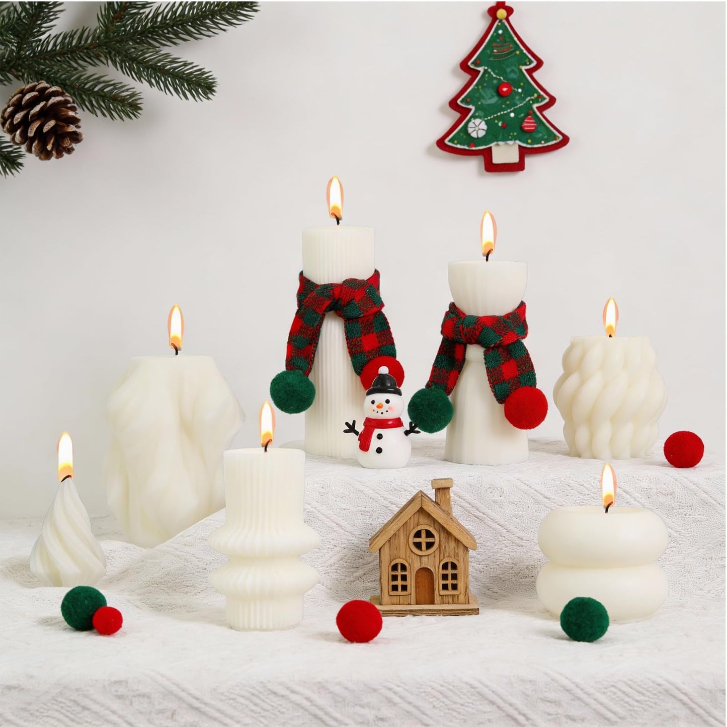 PEDOBALI 10 Pcs Pillar Candles White Aesthetic Modern Candles Set Soy Wax Handmade Ribbed Decor for Housewarming Gift, Home Decor, Table Decor, Shelf