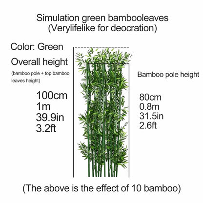 Artificial Bamboo Plant Balcony Privacy Screen Indoor Space Divider Plants Privacy Fence for Outdoor Garden Terrace Courtyard Entrance(100cm/3.3ft)