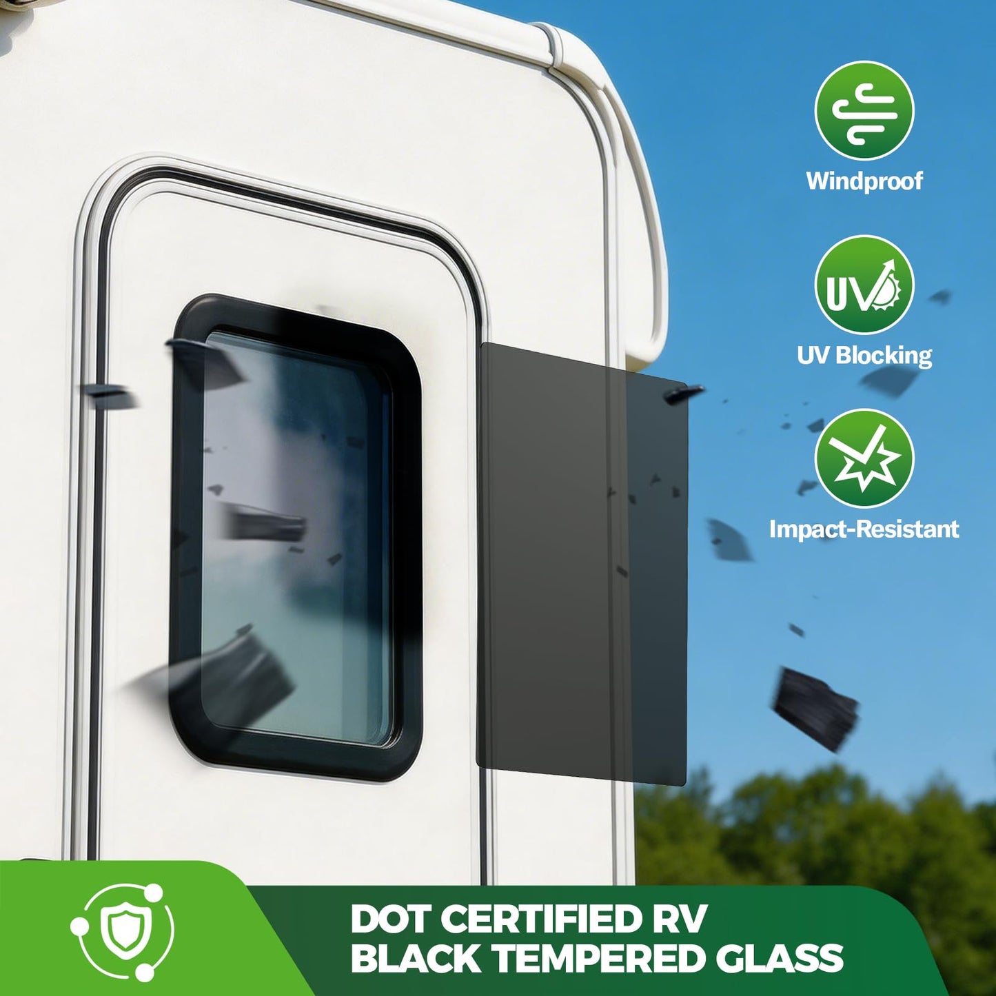 RVGUARD Integrated RV Window 15.7x24.7x1.78 IN, RV Entry Door Window Kit with Sliding Window Shade 12x21 IN, Camper Windows Replacement for Cargo Trailer