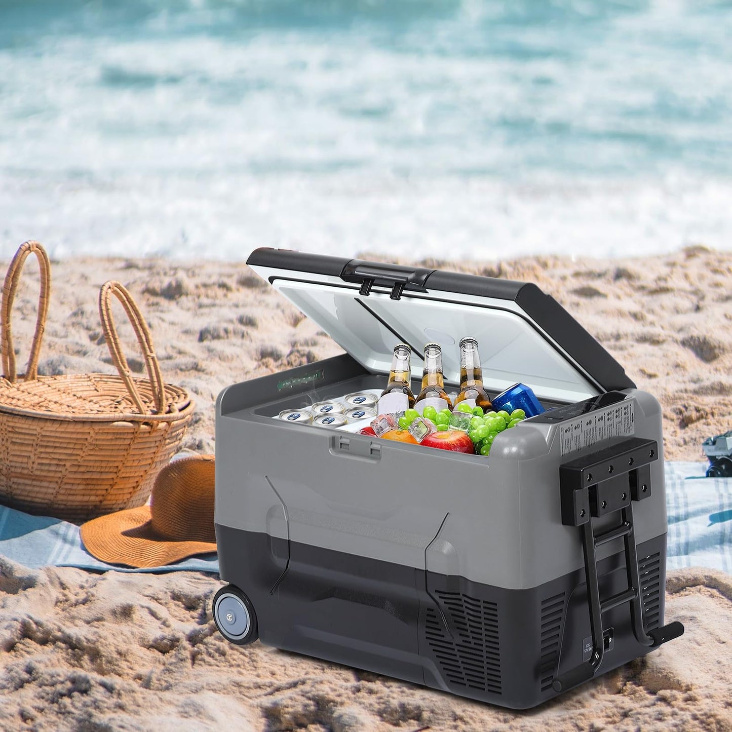 KIMORE Car Refrigerator 12/24Volt DC, Portable Freezer, RV Car Fridge APP Control, 37 Quart -4℉-68℉ Portable Refrigerator for Camping, Outdoor, Travel, Fishing or Home Use