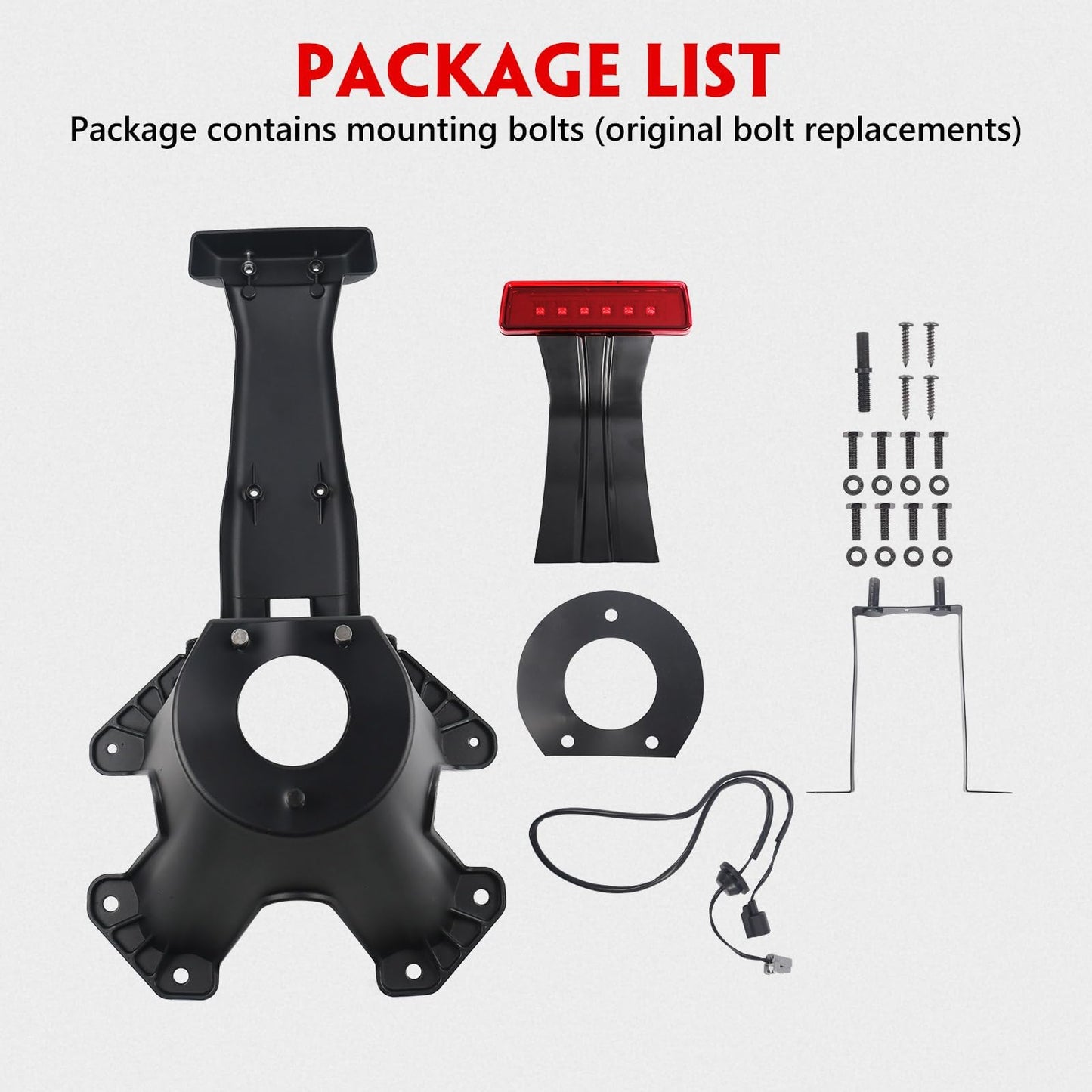 DKMGHT Spare Tire Holder Mounting Bracket Tire Carrier for Jeep Wrangler JK 07-18 with 3rd Third Brake Light Accessories 55397217AJ 68048581AA Aluminum Alloy Carrier Bracket(Red Lens)