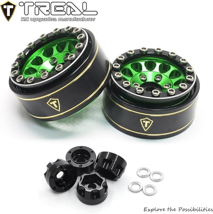 TREAL 1.0 Beadlock Wheels 12 Spokes Classic Rims (4P) for SCX24 AX24 FCX24 TRX4M 1/24 1/18 Crawler Car-Type I(Green)