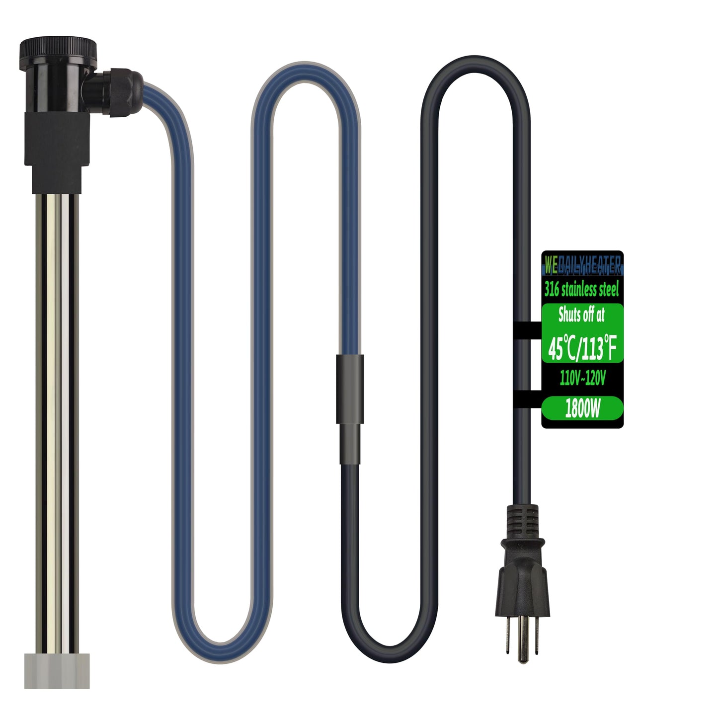 1500W Immersion Water Heater for Bathtub&Above Ground Pool – Portable Fully Submersible Electric Heater with WiFi Timer & Auto Shut Off to Swimming Pool, Tub, Bucket, Inflatable Pool & Baptistry etc