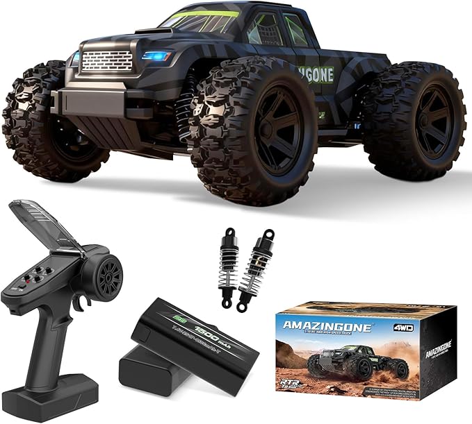 JT18W 1/18 Scale Fast RC Cars for Adults High Speed 35KMH 4WD with 2.4 GHzHobby RC Trucks Monster Remote Control Truck Off RoadAll Terrain RTR Remote Control Car with 2 Bettery