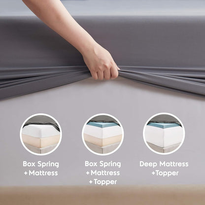 Nestl Extra Deep King Sheet Set - 6-Piece Breathable Cooling Bedding - Luxury Hotel Quality w/18-24 Inch Deep Pockets - Soft, Wrinkle-Free Dark Gray