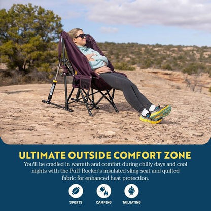 GCI Outdoor Puff Rocker Chair - Comfortable Folding Design | Navy Color for Relaxation