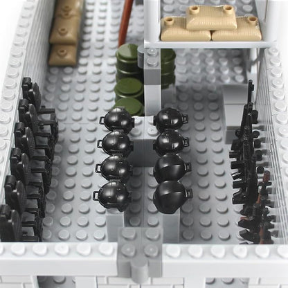 Feleph Military Base Building Bricks Set 389 Pieces Armory Defense Guard Tower Guns Army Weapons SWAT Gear Accessories for Soldier Figures Building Block Toy Compatible with Major Brands
