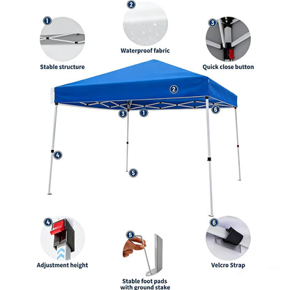 10x20 Pop Up Canopy Tent – Heavy Duty Commercial Instant Shelter, One-Person Quick Setup, Water-Resistant & Portable, Outdoor Commercial Sun Shelter Tent for Camping, Travel, Picnic Blue