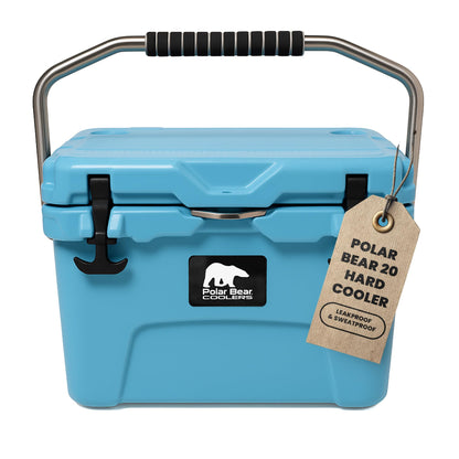Polar Bear Coolers - 20 Can Hard-Sided Cooler - Ice Chest for Camping, Travel, Sports Events, or Fishing - Insulated Hard Shell Cooler - Heavy-Duty & Portable - Keeps Ice up to 5 days - 20 qt, Seafoam