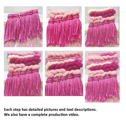 Weaving Loom for Beginners and 1 Set of Weaving Works Complete Yarn Kit with Detailed Friendly Instructions, Parents and Children in The Holiday Experience Weaving Brings Fun Pink