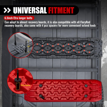FieryRed Traction Boards Offroad, Recovery Boards with 2 Leashes and Carry Bag, Recovery Traction Board Mounting Kit