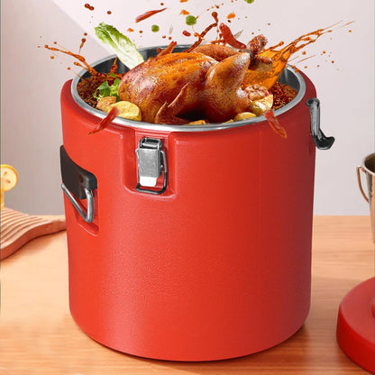 Plieren Insulated Soup Container Commercial Food Warmer for Hot or Cold Food,7.9 Gallon Hot Box for Catering, Food Cooler with 4 Buckles, Handles, & Spoon, Soup Carrier for Restaurant, Canteen, Home