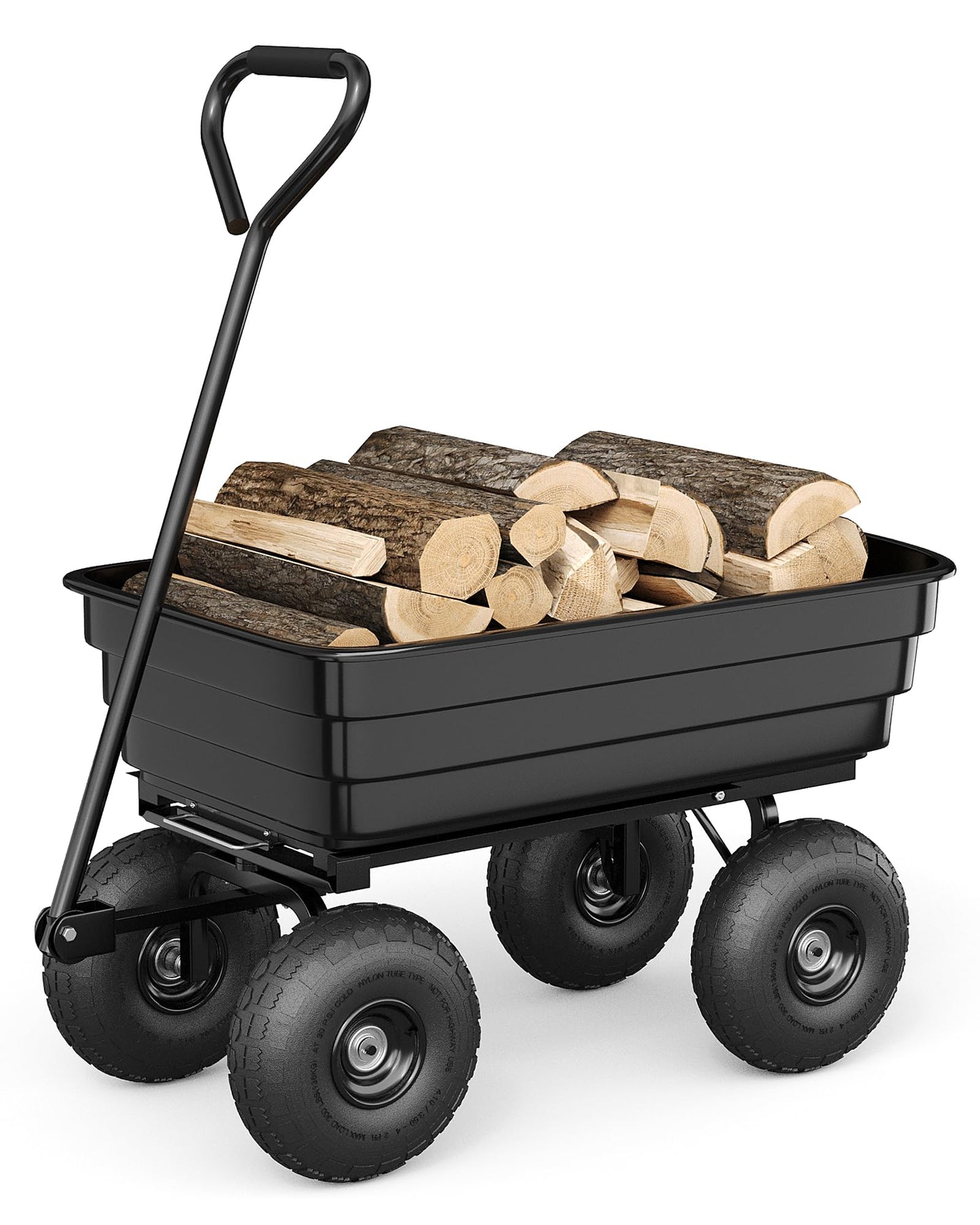 GarveeLife Poly Dump Cart - Heavy Duty 600 LBS Garden Cart with Quick-Release Dumping 10 in Tires, Utility Wagon for Yard Work, Landscaping, Gardening