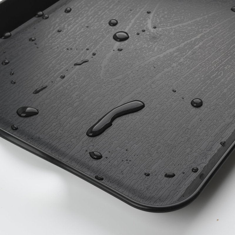 Armrouns Black Serving Trays with Handles, 16 x 11 inch Rectangular Non Skid Multi-Purpose Plastic OttomanTray for Restaurant, Parties, Coffee Table, Kitchen