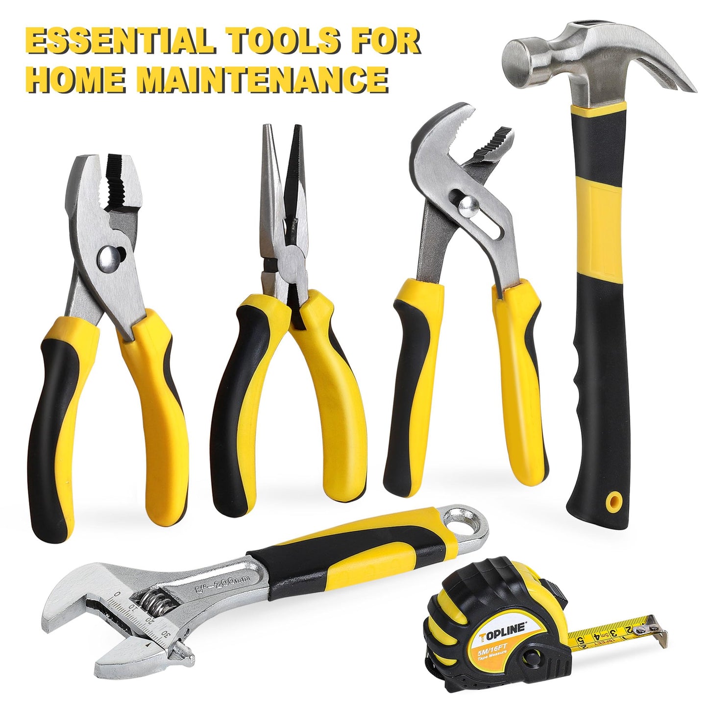 TOPLINE 467-Piece Household Home Tool Sets for Mechanics, 16-Inch Tool Bag with Heavy Duty Home Tool Kit Included, Tool Sets for Men, Tool Kits for Home General Maintenance, Basic Applications