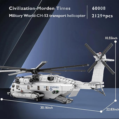 JMBricklayer CH-53 Helicopter Building Set 60008 Military Transport Helicopter Toy Aircraft Model Kit Ideal Airplane Toy Gifts for Adults and Military Fans